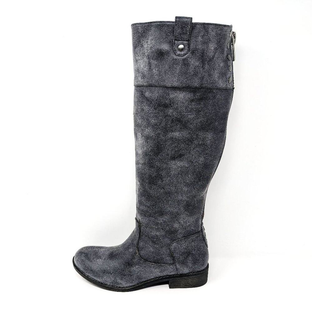 Madden Girl Shoes Womens 6.5 Boots Caapital Gray Faux Leather Knee Equestrian